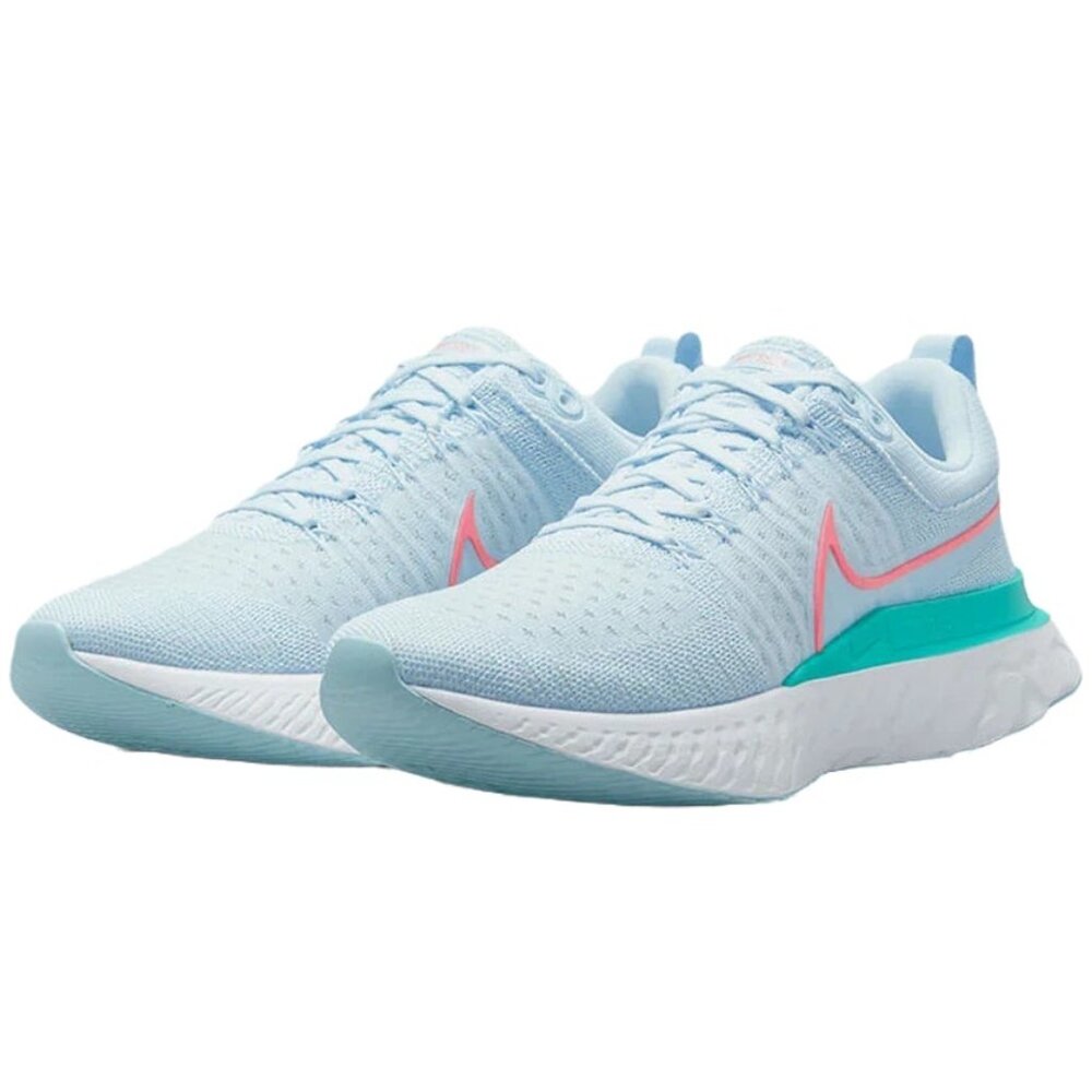 Nike Women's React Infinity Run Flyknit 2 Blue Tint Lava Glow Size 8.5